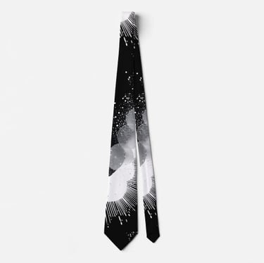 Modern Abstract Black and White Splatter Art Neck Tie