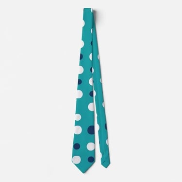 Modern Teal & Navy Polka Dot Neck Tie
