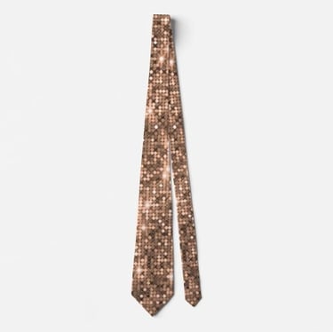 Rose Gold Glamorous Sequin Sparkle Neck Tie
