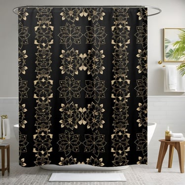 Dark Floral Boho Shower Curtain