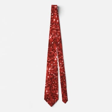 Dazzling Ruby Red Sequin Glitter Sparkle Neck Tie