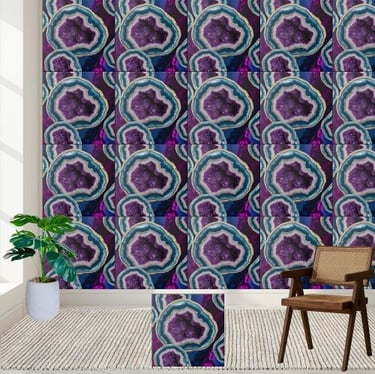Deep Purple Amethyst Geode Tile Pattern