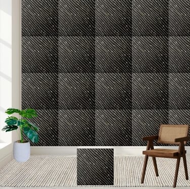 Elegant Shimmering Glitter Black White Stripe Ceramic Tile