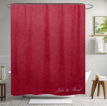 Elegant Crimson Red Textured Shower Curtain