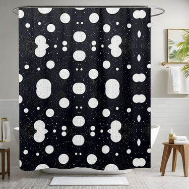 Black and White Space Circle Style 5 Shower Curtain