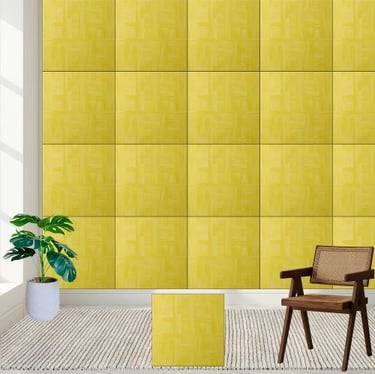 Sunny Yellow Woven Pattern Ceramic Tile