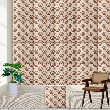 Warm Brown Paw Print Tile