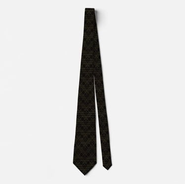 Chic Black and Gold Line Patterned Neck Tie