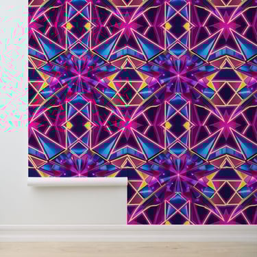 Electric Glow Disco Starburst Peel and Stick Wallpaper