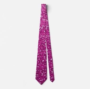 Fuchsia Pink Ombre Glitter Glam Neck Tie