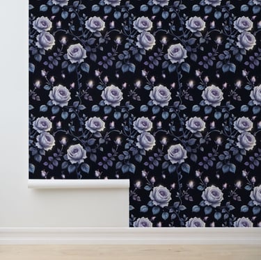 Glowing Dark Rose Garden Peel and Stick Wallpaper