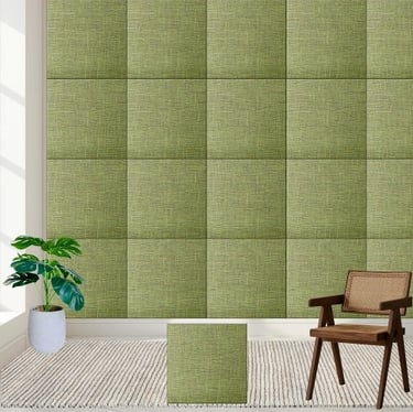 Lime Green Textured Fabric Ceramic Tile