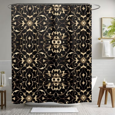 Dark Floral Boho Shower Curtain Style 2