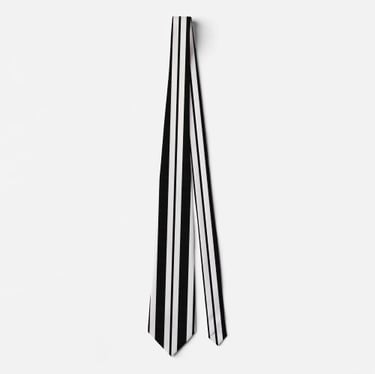 Modern Black and White Vertical Striped Neck Tie