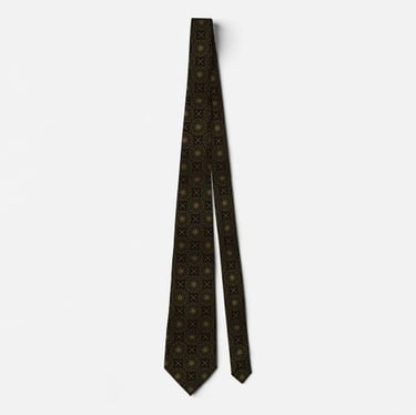 Black Golden Ornate Floral Neck Tie