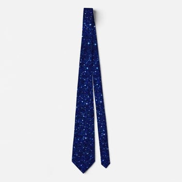 Deep Midnight Blue Sparkle Glitter Neck Tie