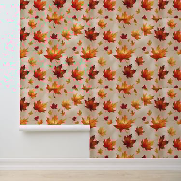 Vibrant Fall Maple Leaves Peel and Stick Wall Art Wallpaper