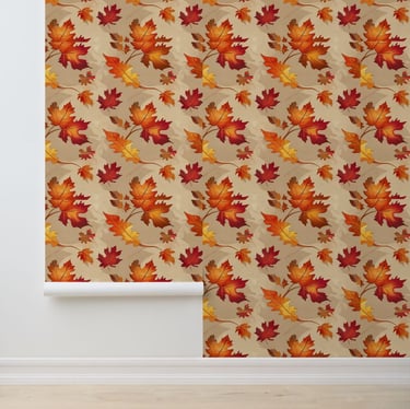 Autumn Leaves Pattern Peel and Stick Removable Wallpaper