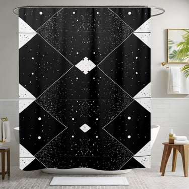 Black and White Geometric Pattern Shower Curtain