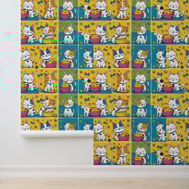 Playful Pets & Happy Hearts Peel and Stick Wallpaper