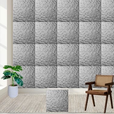 Textured Metallic Silver Ceramic Tile