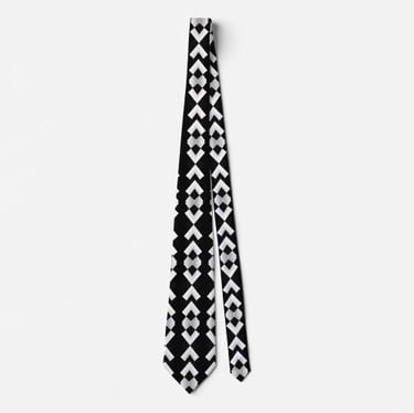 Unique Abstract Black White Optical Illusion Neck Tie