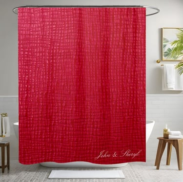 Elegant Red Faux Leather Texture Shower Curtain