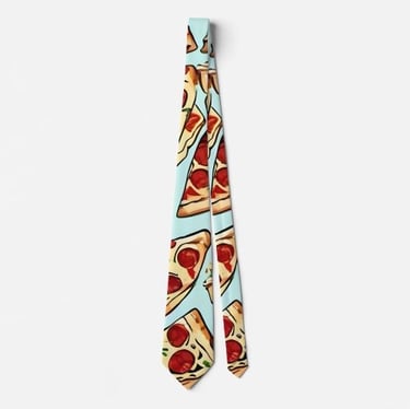 Blue Pizza Slice Neck Tie