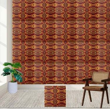 Bold Red & Gold African Print Tile