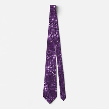 Glamorous Purple Glitter Sparkling Neck Tie