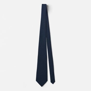 Luxury Dark Navy Blue Solid Color Textured Necktie