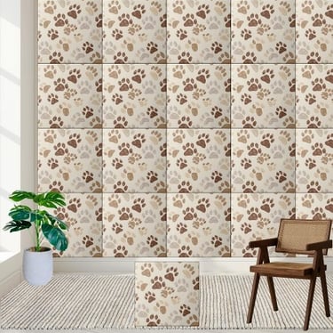 Neutral Tone Paw Print Tile