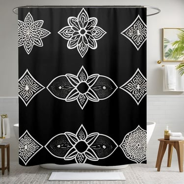 Black White and Gray Shower Curtain