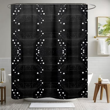 Black and White Dotted Booster Shower Curtain
