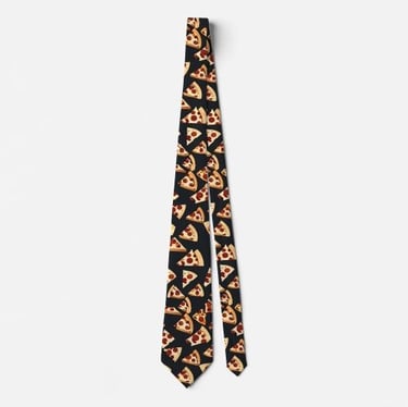 Black Pizza Slices Neck Tie