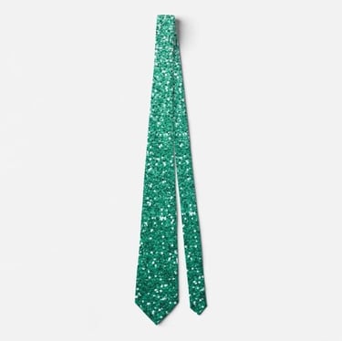 Emerald Green Ombre Glitter Sparkle Neck Tie