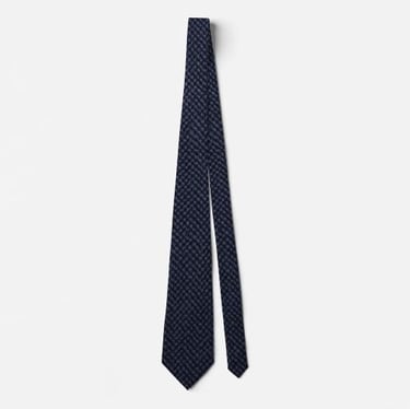 Luxury Navy Blue Saffiano Crosshatch Textured Neck Tie