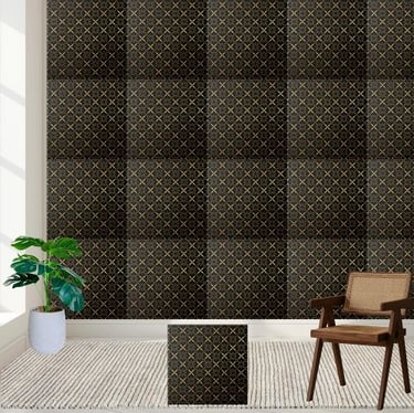 Sophisticated Black and Gold Geometric Tile