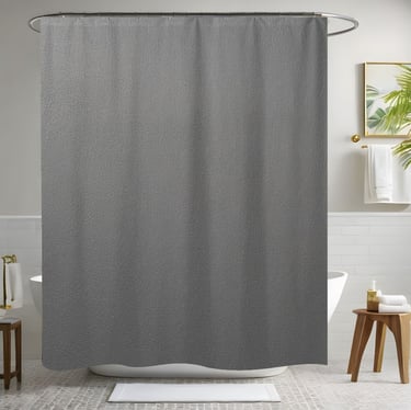Grey Leather Shower Curtain