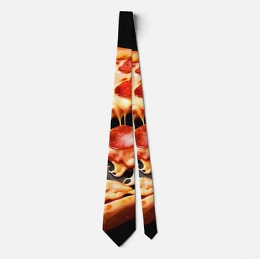 Black Pizza Cut Slice Neck Tie