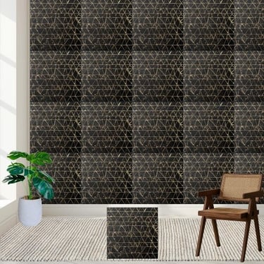 Geometric Black Gold Glitter Unique Modern Luxury Ceramic Tile