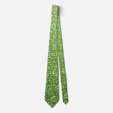 Radiant Green Glitter Contemporary Men's Neck Tie