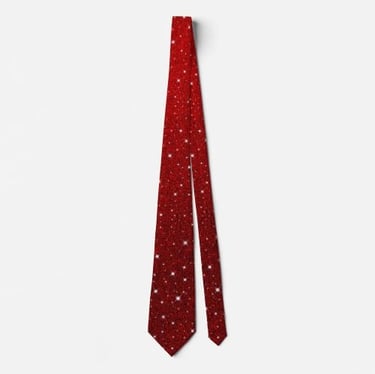 Sparkling Red Glitter & Stars Elegant Neck Tie