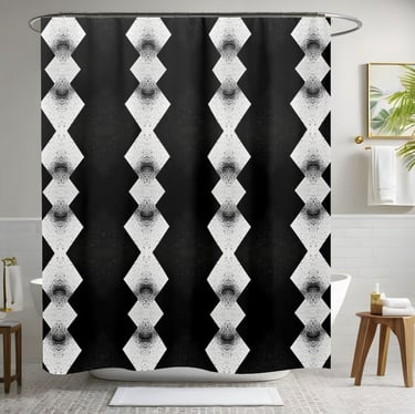 Black and White Glitter Diamond Shower Curtain