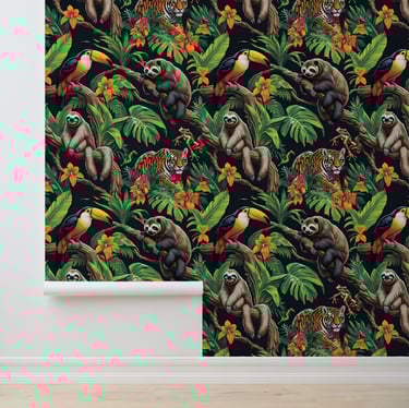 Tropical Wildlife Paradise Self-Adhesive Wallpaper
