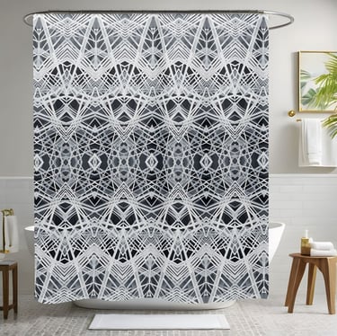 Geometric White Shower Curtain