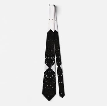Bold Black and White Speckled Diamond Neck Tie