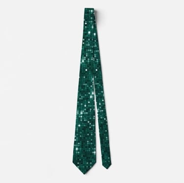 Chic Emerald Green Glitter Disco Vibe Neck Tie