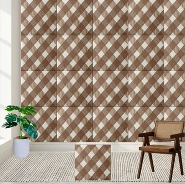 Neutral Brown and White Checkered Tile Pattern