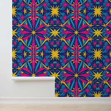 Psychedelic Retro Kaleidoscope Peel and Stick Wallpaper